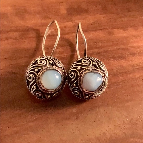 Antique Style Blue Angelite Tpz Infinity Earrings - Picture 7 of 10